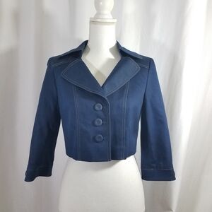 Nine West Blue 3/4 Sleeve Crop Jacket Size 6